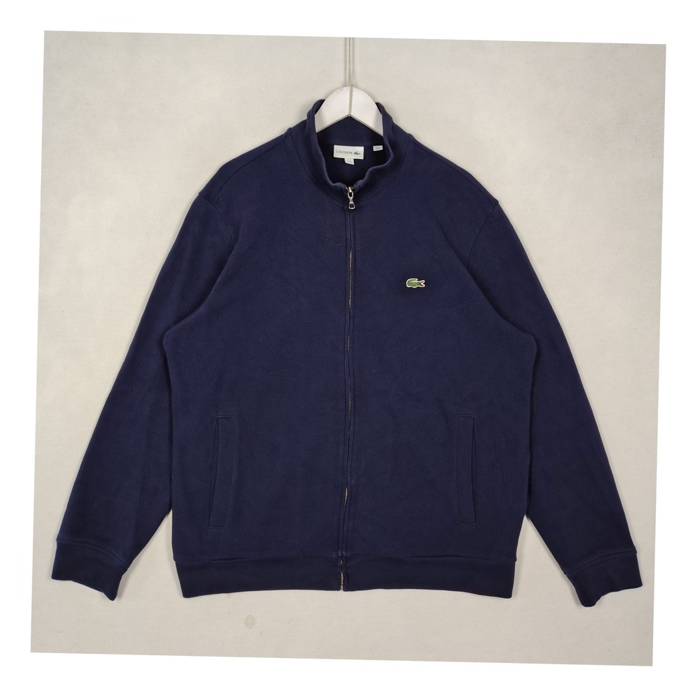 Lacoste Mens Navy Blue Pique Full Zip Track Jacket XXL FR 7